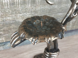 Handmade Forged Iron Rose Candlestick: Metal Flower Sculpture