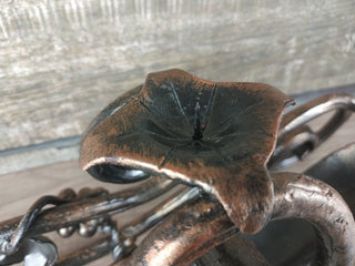 Hand Forged Iron Wine Bottle Holder: Rustic Bar & Home Decor