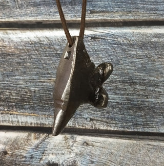 Handmade Forged Iron Anvil Amulet - Viking Necklace