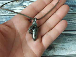 Forged Iron Acorn Necklace: Handmade Metal Amulet