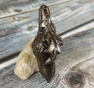 Forged Iron Acorn Necklace: Handmade Metal Amulet