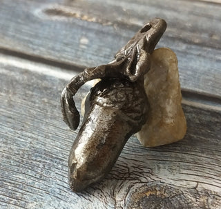 Forged Iron Acorn Necklace: Handmade Metal Amulet