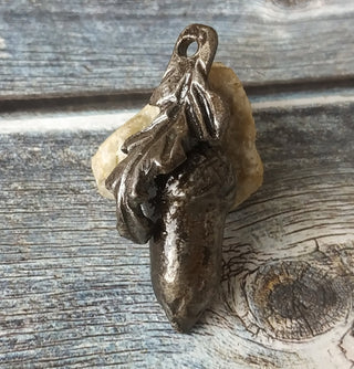 Forged Iron Acorn Necklace: Handmade Metal Amulet