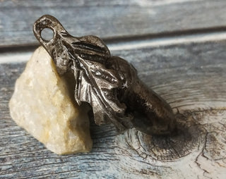 Forged Iron Acorn Necklace: Handmade Metal Amulet