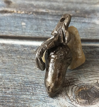 Forged Iron Acorn Necklace: Handmade Metal Amulet