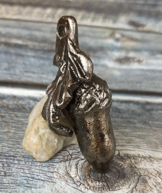 Forged Iron Acorn Necklace: Handmade Metal Amulet