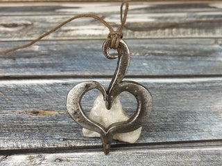 Forged Metal Heart Amulet: Handmade Iron Necklace Keychain