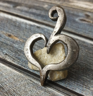 Forged Metal Heart Amulet: Handmade Iron Necklace Keychain