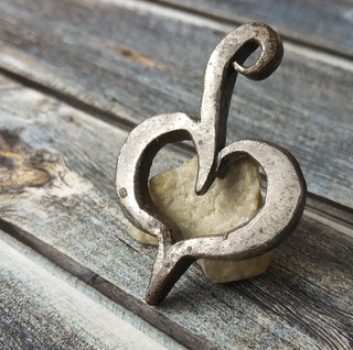 Forged Metal Heart Amulet: Handmade Iron Necklace Keychain