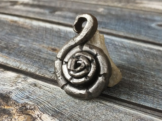Forged Iron Snail Necklace: Handmade Metal Amulet