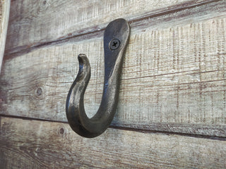 Hand Forged Iron Hook: Rustic Robe Hanger, Wall Mounted