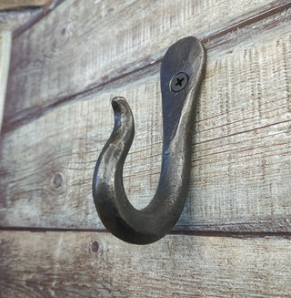 Hand Forged Iron Hook: Rustic Robe Hanger, Wall Mounted