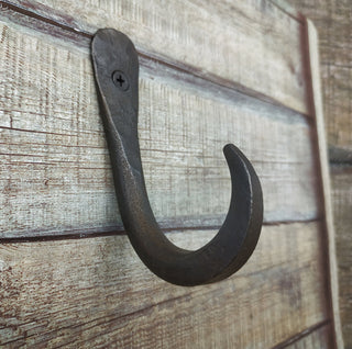 Hand Forged Iron Hook: Rustic Robe, Towel, or Coat Hanger