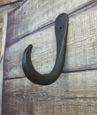 Hand Forged Iron Hook: Rustic Robe, Towel, or Coat Hanger