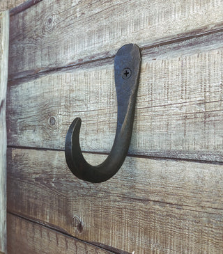 Hand Forged Iron Hook: Rustic Robe, Towel, or Coat Hanger