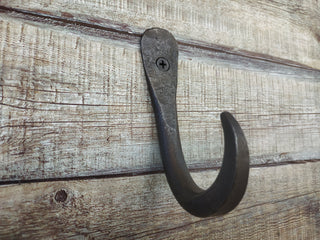 Hand Forged Iron Hook: Rustic Robe, Towel, or Coat Hanger