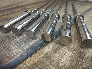 Hand Forged Stainless Steel Skewers: Kebab Grilling Set, Husband Gift