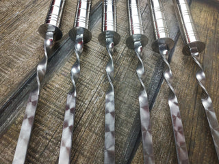 Hand Forged Stainless Steel Skewers: Kebab Grilling Set, Husband Gift