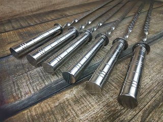 Hand Forged Stainless Steel Skewers: Kebab Grilling Set, Husband Gift