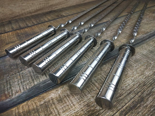 Hand Forged Stainless Steel Skewers: Kebab Grilling Set, Husband Gift