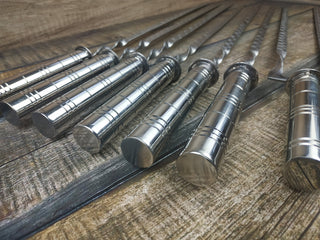 Hand Forged Stainless Steel Grilling Set: Skewers & Meat Fork