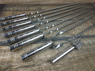 Grilling Set, Grill Tools, Grilling Gift, Hand Forged, Grill Utensils, Iron Gifts, Steel Gift, Stainless Steel Skewers