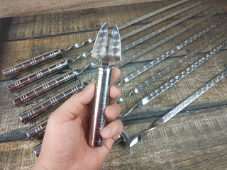 Grilling Set, Grill Tools, Grilling Gift, Hand Forged, Grill Utensils, Iron Gifts, Steel Gift, Stainless Steel Skewers