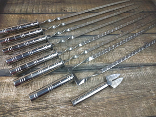 Grilling Set, Grill Tools, Grilling Gift, Hand Forged, Grill Utensils, Iron Gifts, Steel Gift, Stainless Steel Skewers