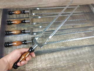 Grilling Set, Stainless Steel Skewers, Birthday Gift, Grill Tools, Grilling Gift, Hand Forged, Grill Utensils, Iron Gifts, Steel Gift