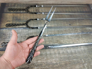 Hand Forged Stainless Steel Grilling Skewer Set: Iron Gift