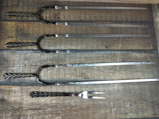 Hand Forged Stainless Steel Grilling Skewer Set: Iron Gift