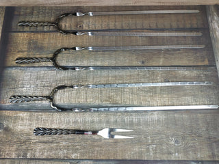 Hand Forged Stainless Steel Grilling Skewer Set: Iron Gift