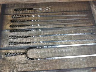 Hand Forged Stainless Steel Skewer Set: Grill Tools, Kebab Skewers