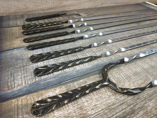 Hand Forged Stainless Steel Skewer Set: Grill Tools, Kebab Skewers