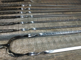 Hand Forged Stainless Steel Skewer Set: Grill Tools, Kebab Skewers