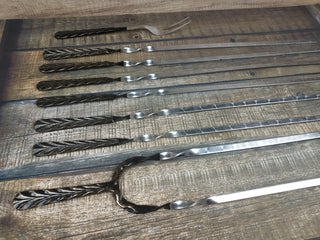 Hand Forged Stainless Steel Skewer Set: Grill Tools, Kebab Skewers