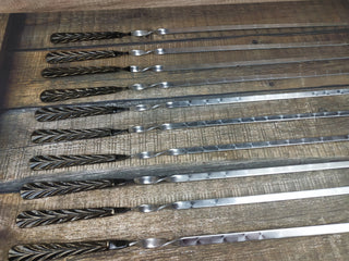 Hand Forged Stainless Steel Skewers: Grill Utensils, Set of 10