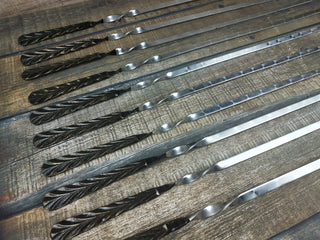Hand Forged Stainless Steel Skewers: Grill Utensils, Set of 10