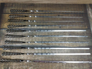 Hand Forged Stainless Steel Skewers: Grill Utensils, Set of 10