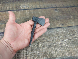 Forged Iron Viking Axe Amulet Necklace: Handmade Pendant