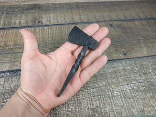 Forged Iron Viking Axe Amulet Necklace: Handmade Pendant
