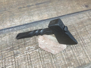Forged Iron Viking Axe Amulet Necklace: Handmade Pendant