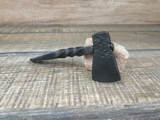 Forged Iron Viking Axe Amulet Necklace: Handmade Pendant
