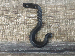 Hand Forged Iron Hook: Rustic Robe Hanger, Kitchen or Hallway Hook