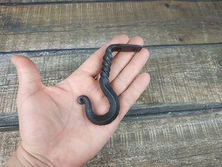 Hand Forged Iron Hook: Rustic Robe Hanger, Kitchen or Hallway Hook