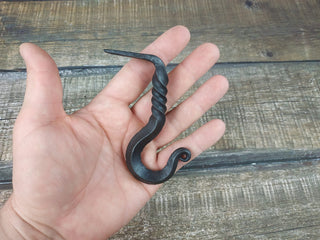 Hand Forged Iron Hook: Rustic Robe Hanger, Kitchen or Hallway Hook