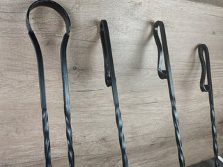 Hand Forged Fireplace Tools Set: Poker, Tongs, Shovel, and Broom