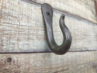 Hand Forged Iron Hook: Rustic Robe Hanger, Wall Mounted