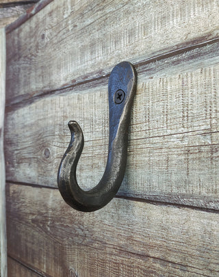 Hand Forged Iron Hook: Rustic Robe Hanger, Wall Mounted