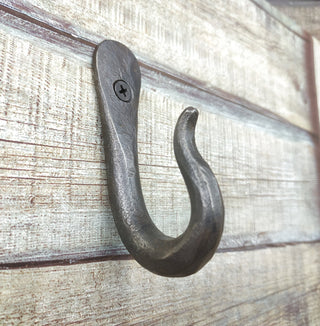 Hand Forged Iron Hook: Rustic Robe Hanger, Wall Mounted